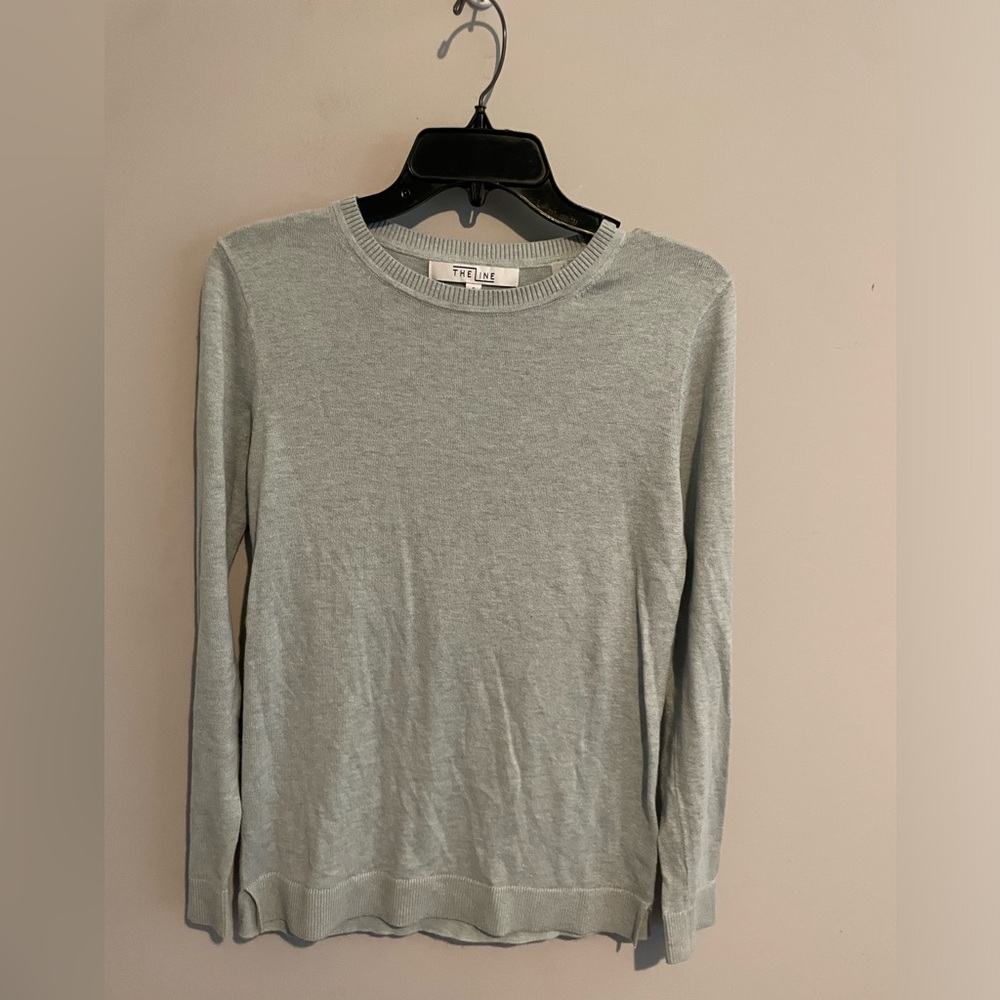 The Line Womens Small light blue‎ Balbina Crew Neck Sweater Cotton Silk Nylon